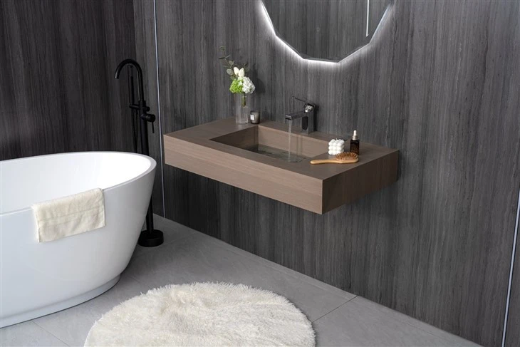 Bathroom Slate Wood Brown Countertop